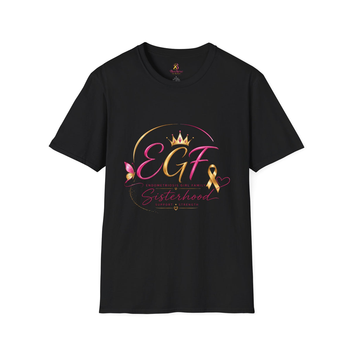 EGF Sisterhood Crown T-Shirt | Breast Cancer Awareness Ribbon Design