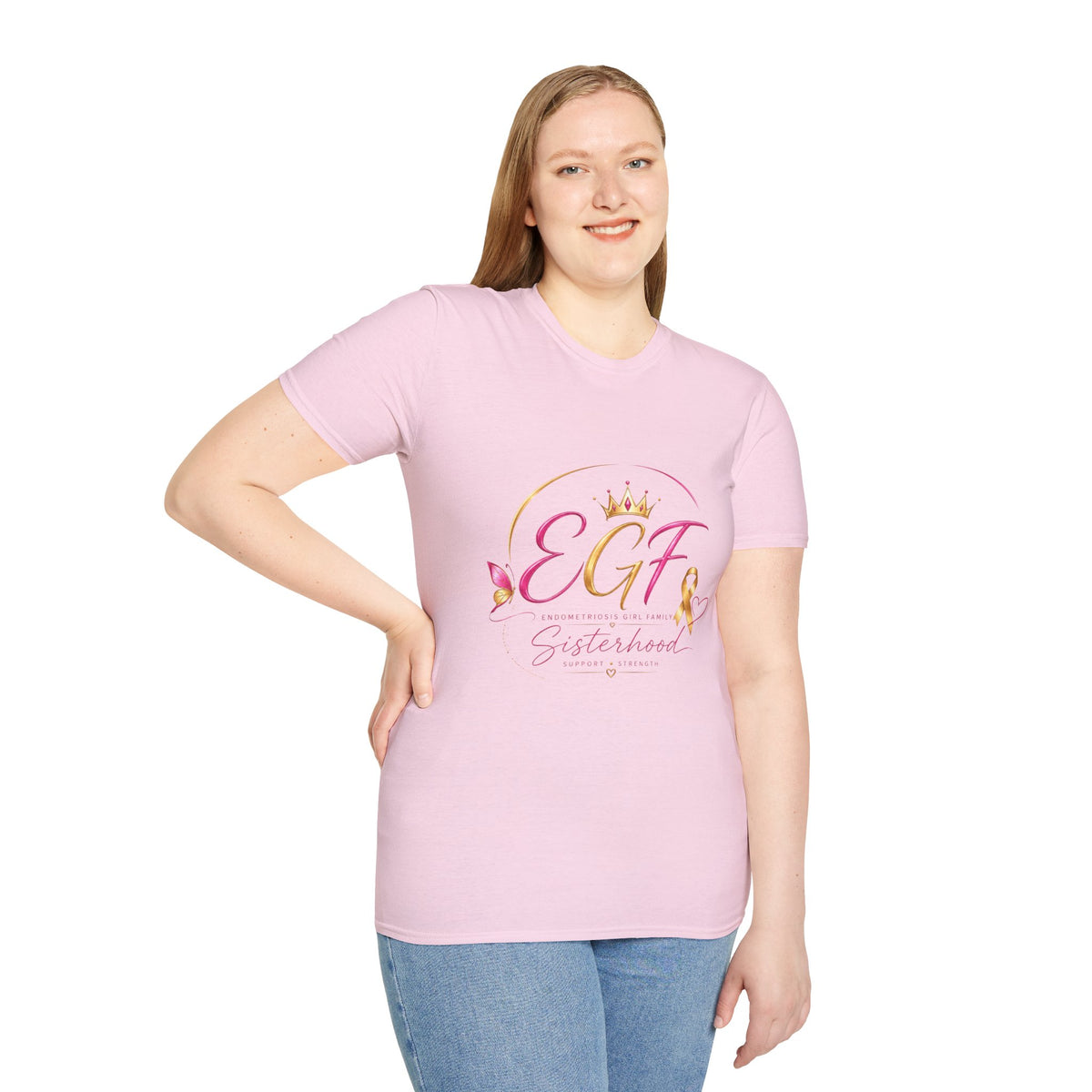 EGF Sisterhood Crown T-Shirt | Breast Cancer Awareness Ribbon Design