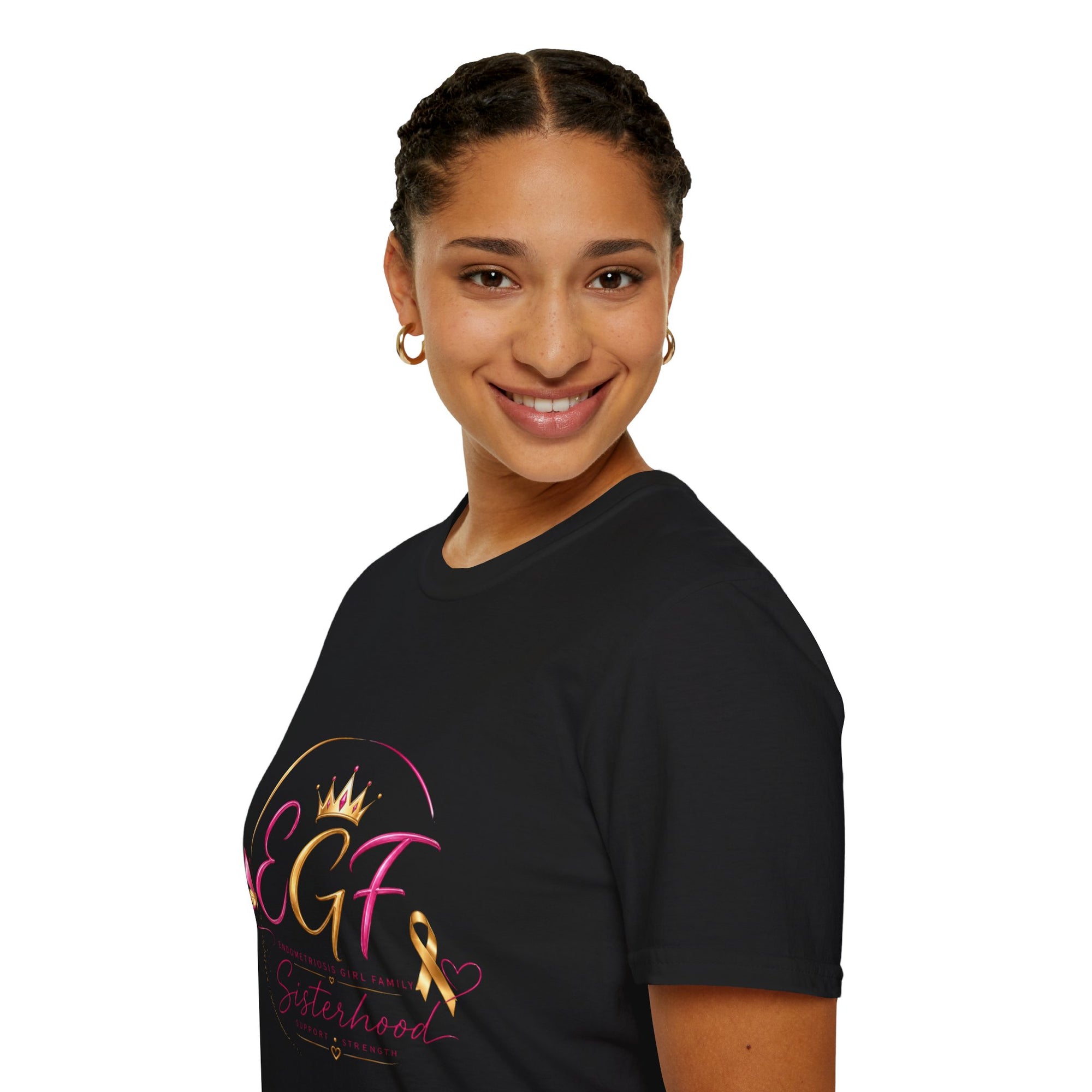 EGF Sisterhood Crown T-Shirt | Breast Cancer Awareness Ribbon Design