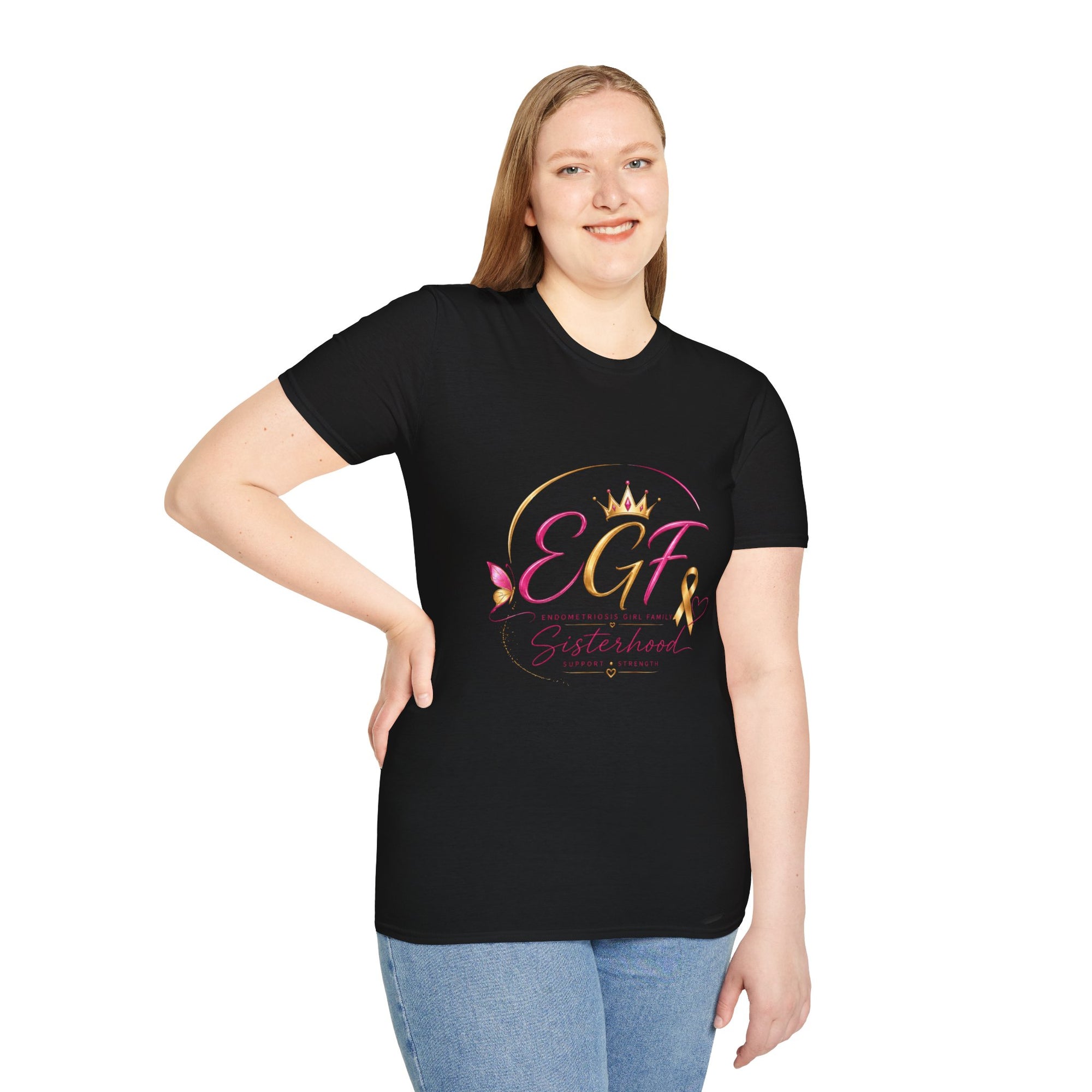EGF Sisterhood Crown T-Shirt | Breast Cancer Awareness Ribbon Design