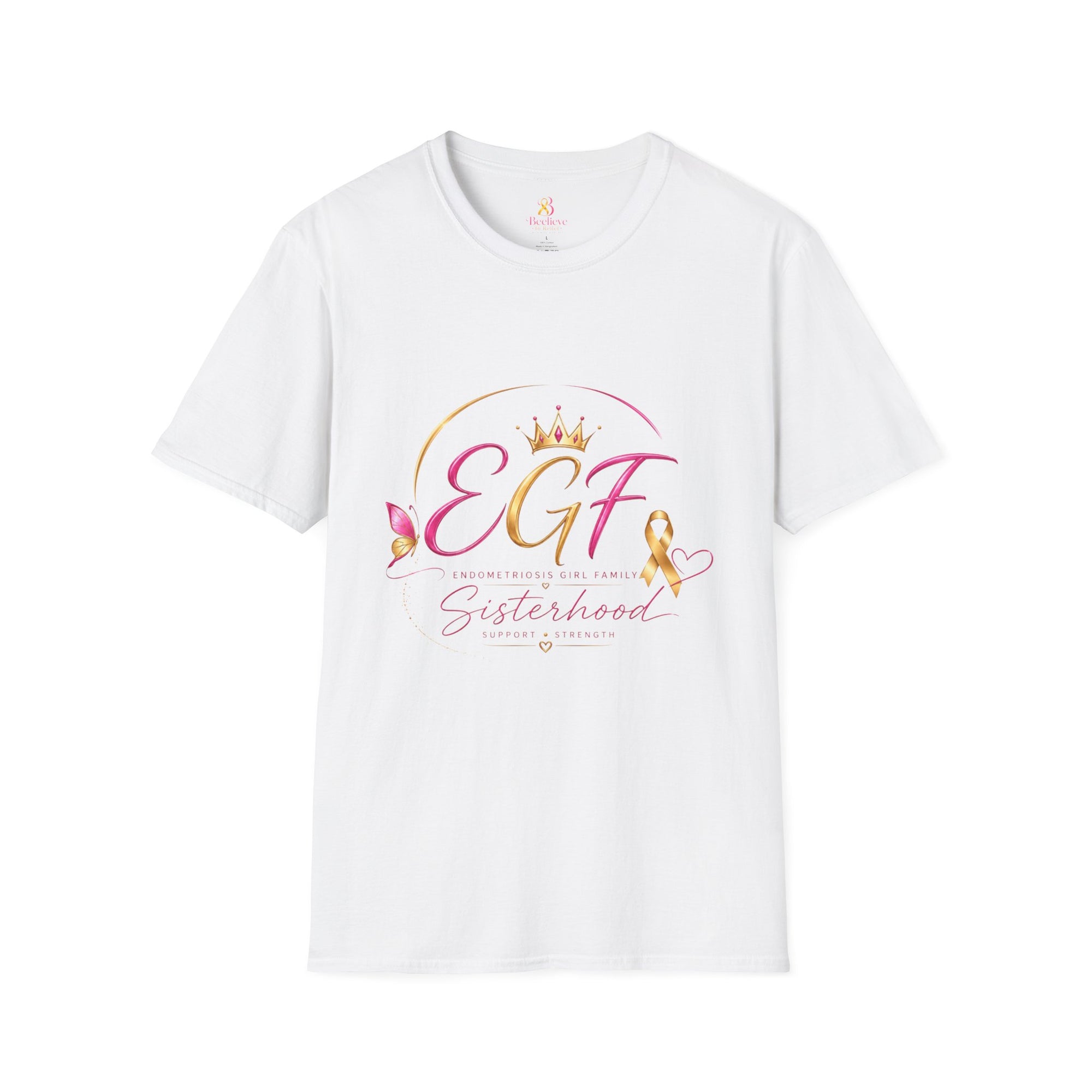 EGF Sisterhood Crown T-Shirt | Breast Cancer Awareness Ribbon Design