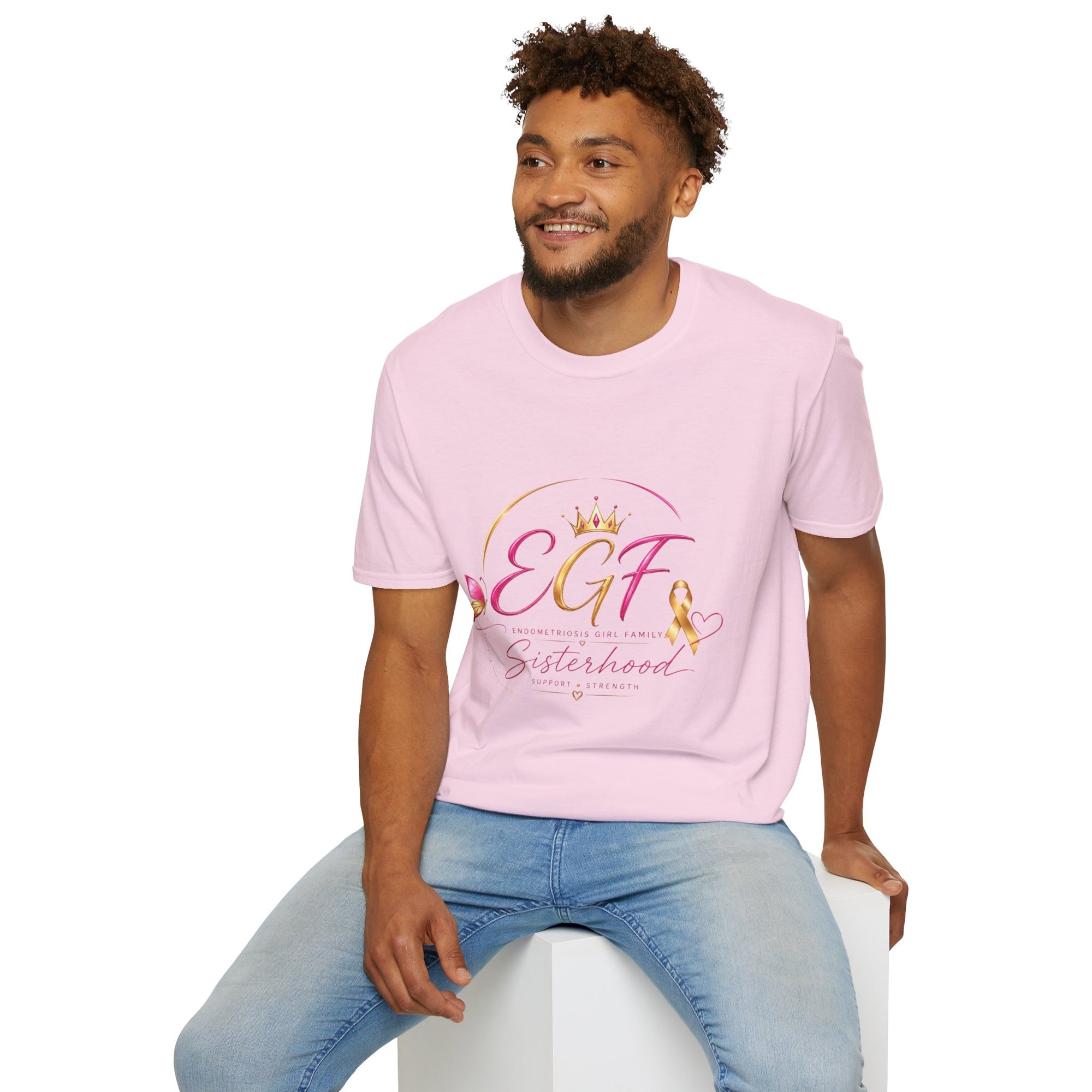 EGF Sisterhood Crown T-Shirt | Breast Cancer Awareness Ribbon Design