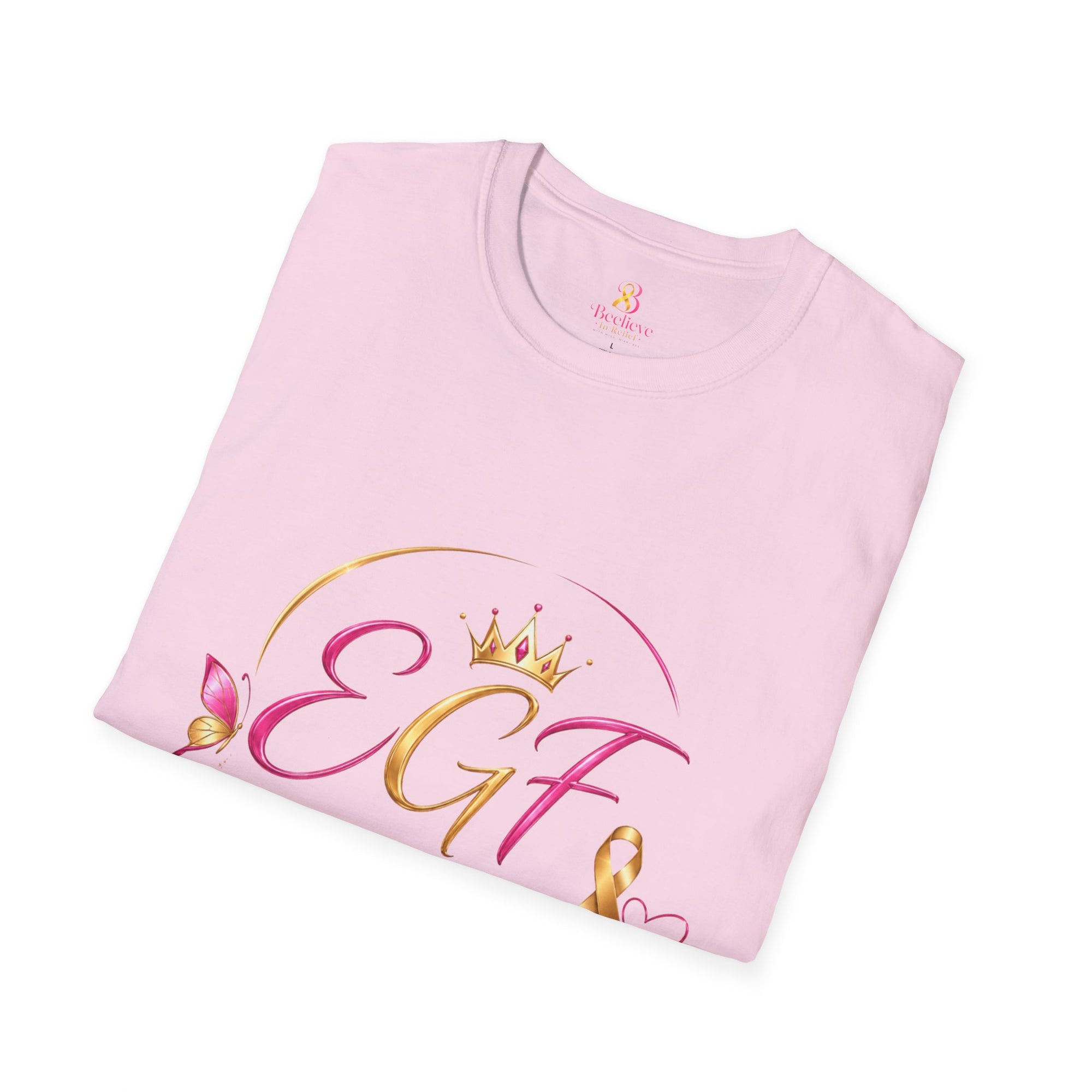 EGF Sisterhood Crown T-Shirt | Breast Cancer Awareness Ribbon Design