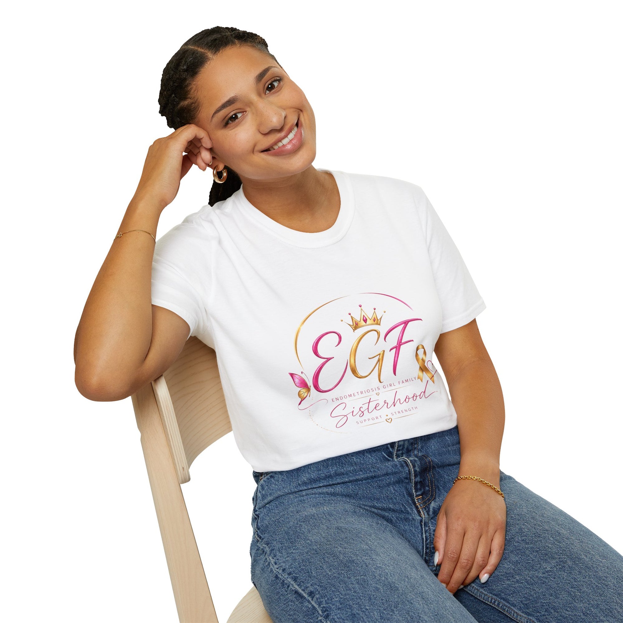 EGF Sisterhood Crown T-Shirt | Breast Cancer Awareness Ribbon Design