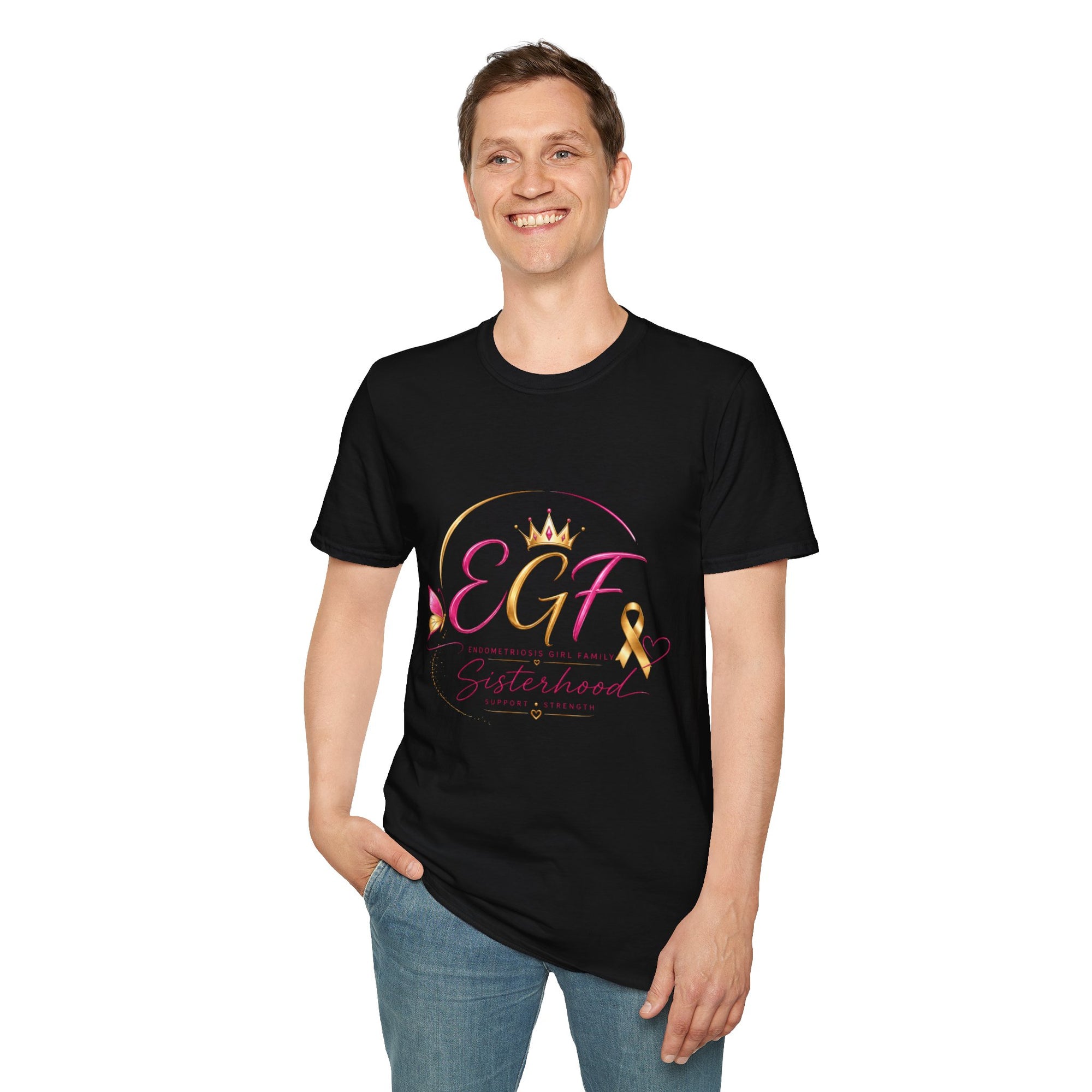 EGF Sisterhood Crown T-Shirt | Breast Cancer Awareness Ribbon Design