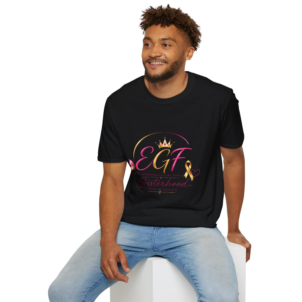 EGF Sisterhood Crown T-Shirt | Breast Cancer Awareness Ribbon Design