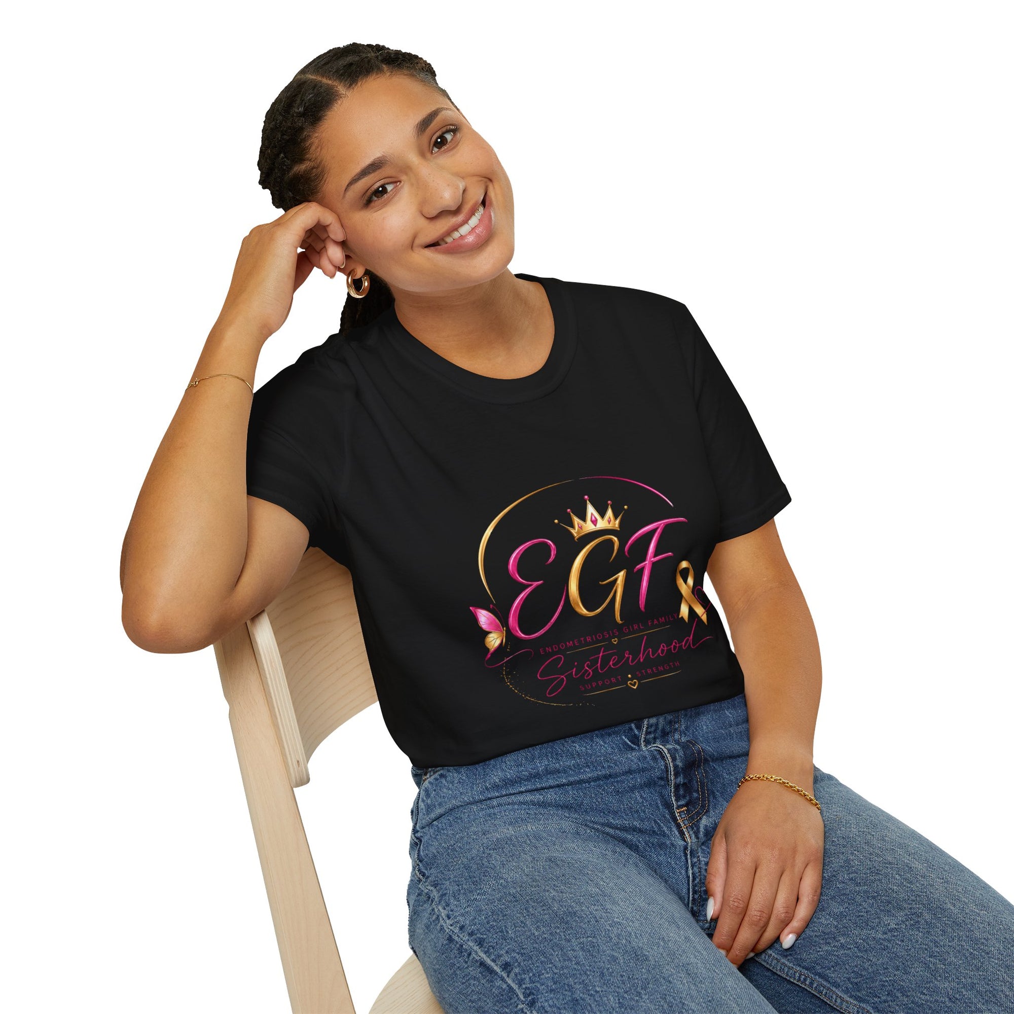 EGF Sisterhood Crown T-Shirt | Breast Cancer Awareness Ribbon Design