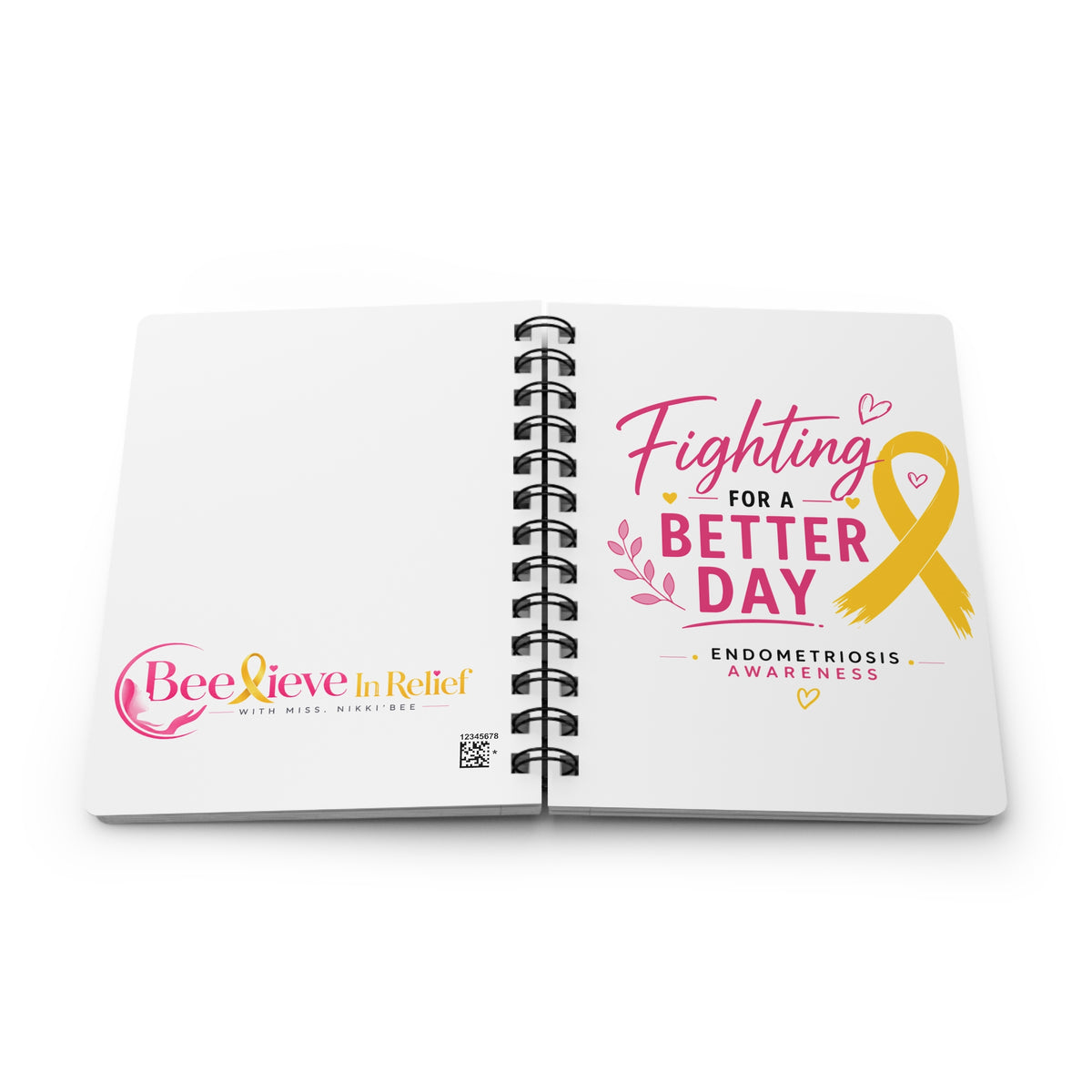 Fighting For A Better Day Endometriosis Awareness Spiral Bound Journal | Yellow Ribbon