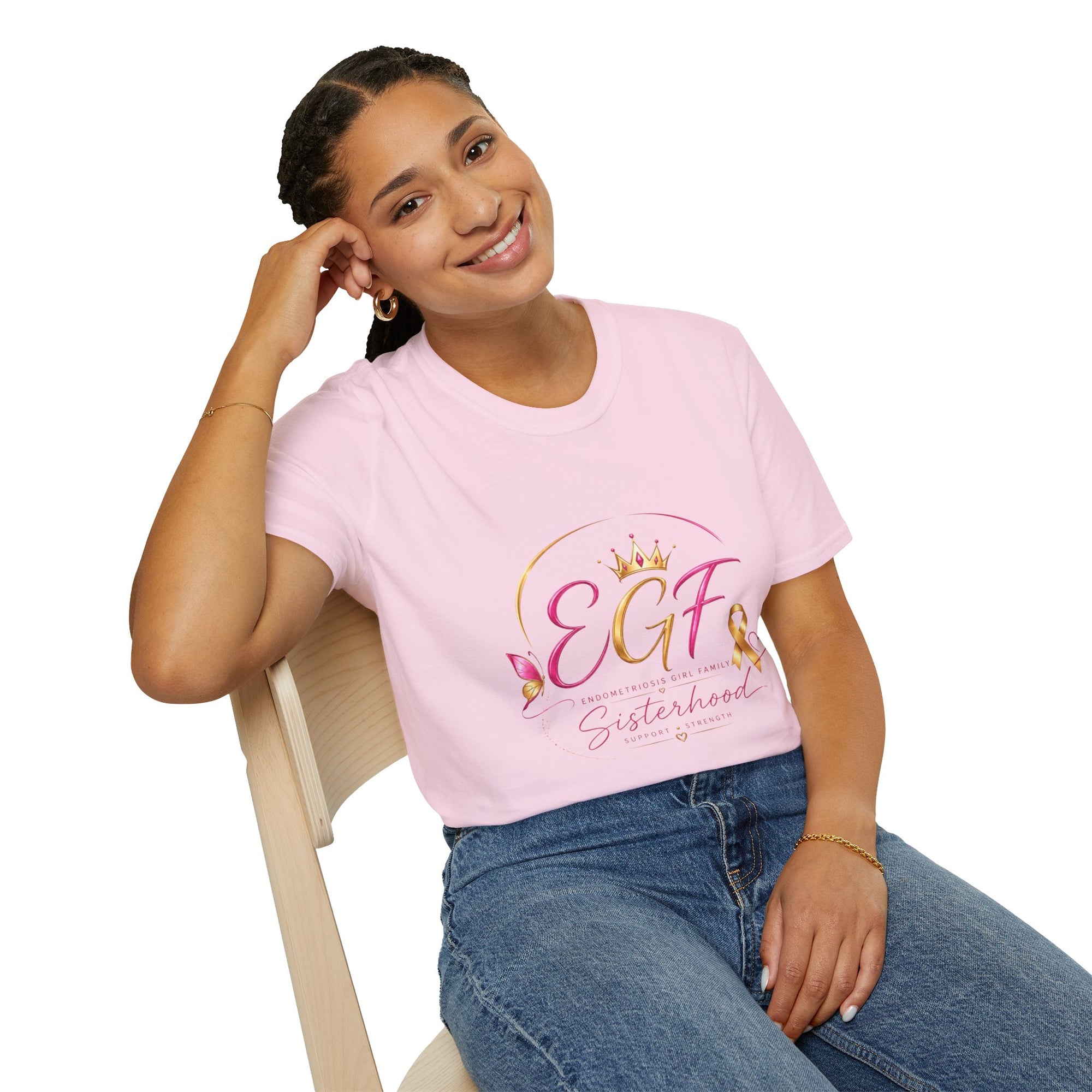 EGF Sisterhood Crown T-Shirt | Breast Cancer Awareness Ribbon Design