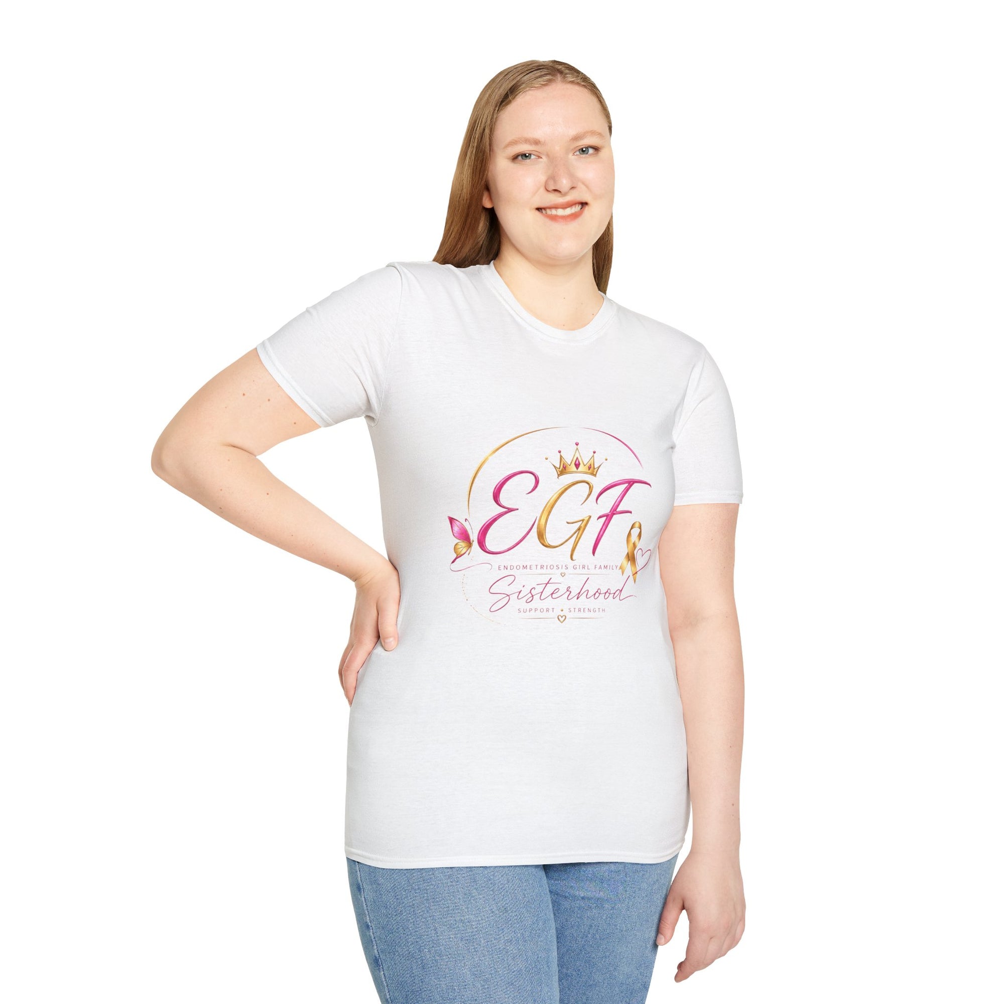 EGF Sisterhood Crown T-Shirt | Breast Cancer Awareness Ribbon Design